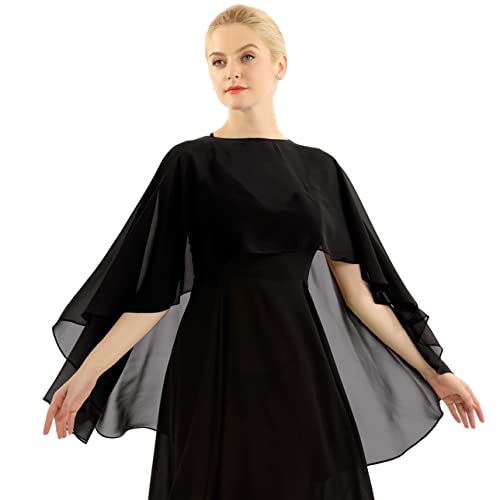 Women Shawls and Wraps for Evening Dresses Chiffon Capelets Bridesmaid Wedding Sheer Cape Cover Up