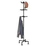 MyGift 64 Inch Industrial Black Metal Freestanding Coat Rack Stand with Realistic Pipe Design and 12 Hooks, Entryway Organizer for Hanging Coats, Hat, Handbags, Scarves