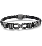 Personalized na Infinity Pulseras Para sa mga Lalaki - Custom Name Leather Braided Pulseras, Regalo Para sa Tatay, Asawa, Anak