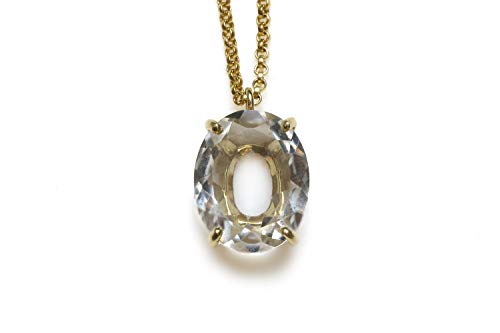 Collier quartz clair en or 14K fabriqué à la main pour femme