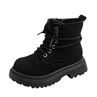 Generisch Children's Flat Ankle Boots with Gothic Zip Shoes Zip Western Boots Fashionable Transition Boots Elegant Everyday Boots Comfortable Short Boots Outdoor Party Winter Boots