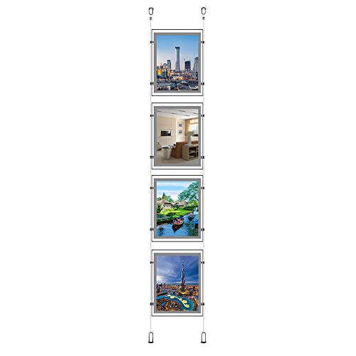A4 Portrait Acrylic Led Backlit 8.5X11 Inch Picture Frame Real Estate Window Hanging Display Office Led Acrylic Poster Frame Light Box Sign Holder (4pcs A4 a raw, Vertically)