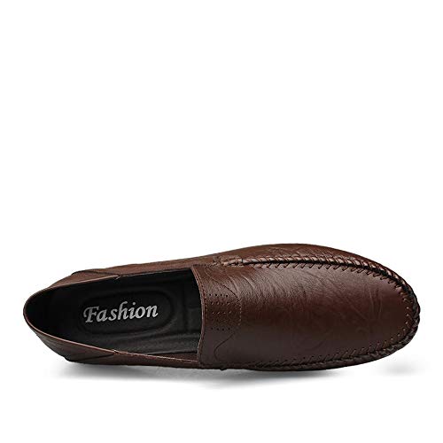 Men's Fashion Driving Loafers Casual Pure Color Flexible Lightweight Boat Moccasins(Hollow Optional)(Darkbrown,10 M US)2