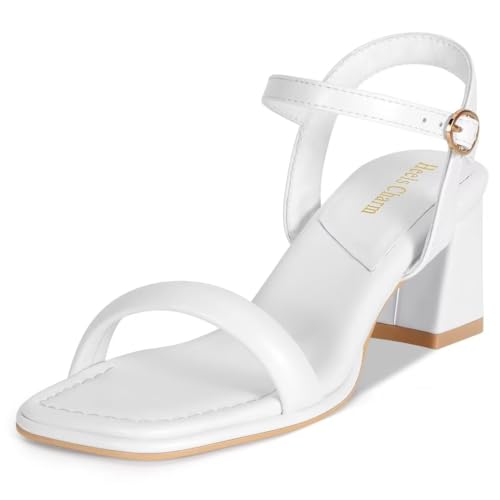 Image of Women's Chunky Block Heeled Sandals Open Toe Strappy Heel | 2.56 Inches Open Toe Ankle Strap Block High Heel Sandal Dress Dancing Sandals Daily Work Party Shoes