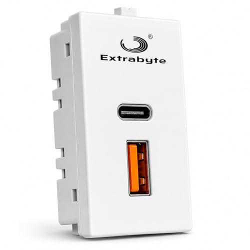Image of USB Charger Socket (Type A & Type C) | Fast Charging Modular Wall USB Socket for Mobile, Tablet & Devices | Matt Finish White