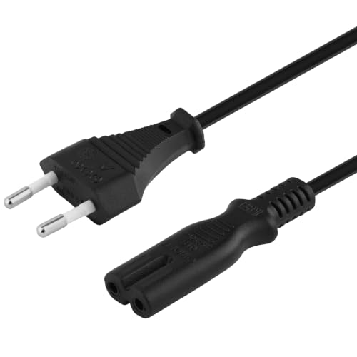 PremiumCord kpspm Netzkabel 230V 2m Stromkabel mit EurosteckeraufEuroDoppelbuchseC72Polig IEC320 gerade Farbeschwarz
