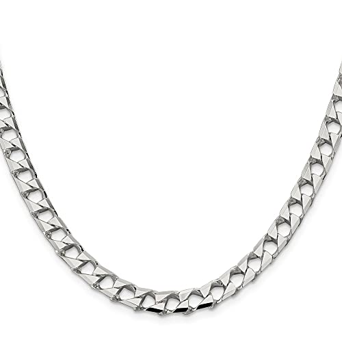 Sonia Jewels Real 925 Sterling Silver Men's 6.75mm Open Curb Cuban Chain Necklace - with Secure Lobster Lock Clasp 24"2