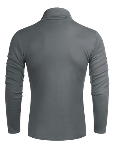 Poriff Men's Casual Turtleneck Pullover Tops Slim Fit Long Sleeve Basic Lightweight Sweaters4