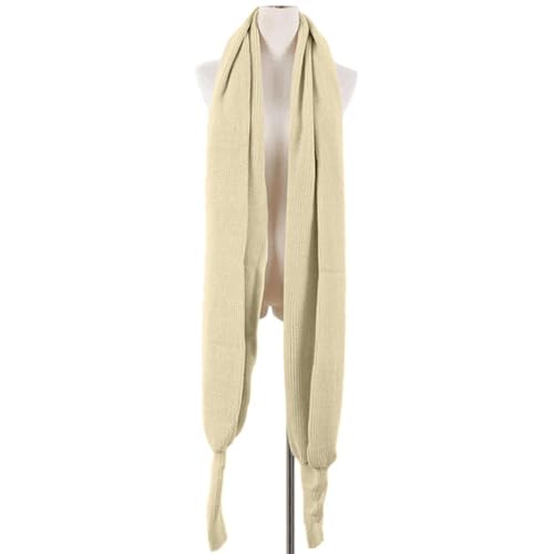 Women Autumn Winter Scarf Wrap with Sleeve, Cozy Knitted Wrap Shawl, Lady Fashion Solid Color Knitted Wrap Scarf4