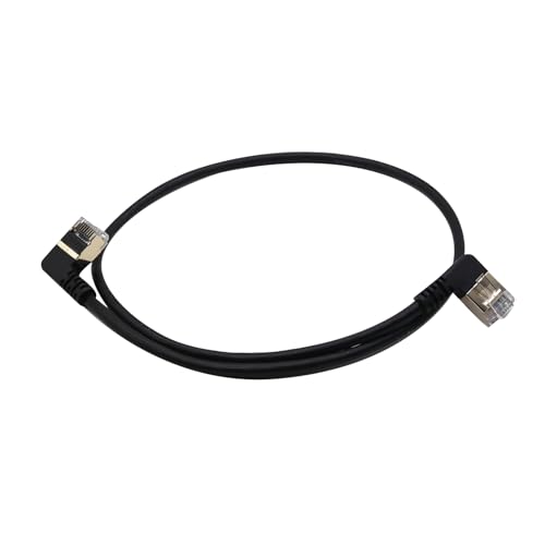 90 Degree Right Angle Cat8 Ethernet Cable, Right Angle Ethernet Cable 32 AWG 40 Gbps High Speed 2000 MHZ Cat8 LAN Network Cord Wire with Gold-Plated RJ45 Connectors (Up to Down, 1.6 FT-2 Pack)