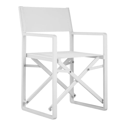 Pemberly Row Aluminum Patio Directors Chairs in White (Set of 2)