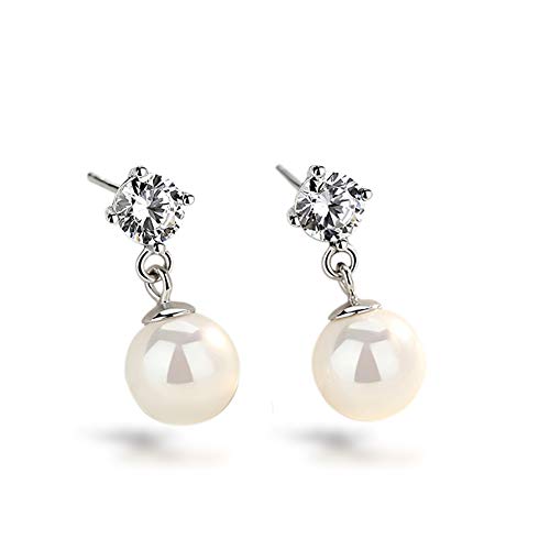 WINGLESCOUT Pendientes colgantes de plata de ley 925 con perlas de BULUGOU, joyería fina, regalo perfecto para el día de la madre, aniversario de boda, cumpleaños