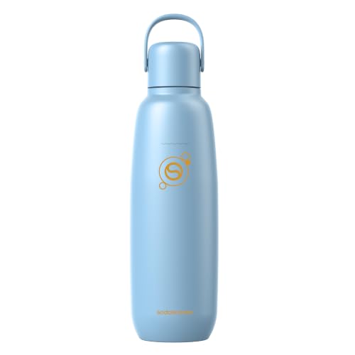 Image of sodastream Fizz & Go Cool, Stainless Steel Carbonated Water Bottle 0.9L, Insulated Metal Bottle for Sparkling Water, Compatible with TERRA, ART, ENSO & More in Ice Blue
