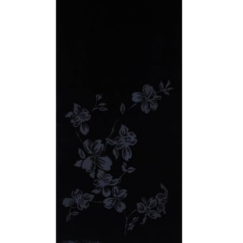 Silk Base Burn-out Velvet Scarf, Silk Lining, 70" Lenth x14 Width, Flora, Black/Dark Gray3