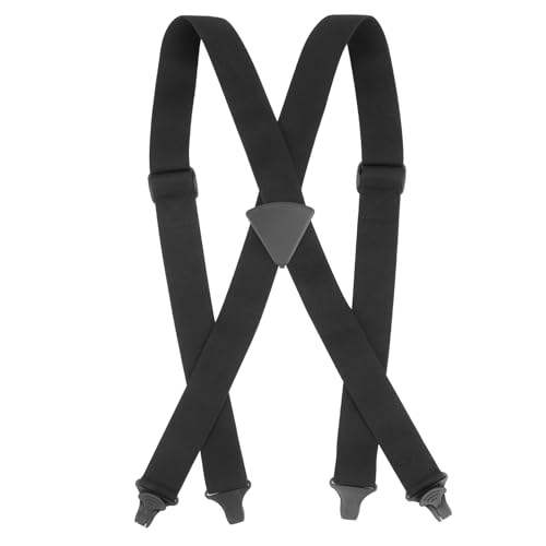 Vilapow Ski Pant Suspenders For Men & Women 1.5-Inch Wide Ski Suspenders Men Black Elastic Adjustable Mens Suspender Heavy Duty Clips Men's Classic X-Back Suspender