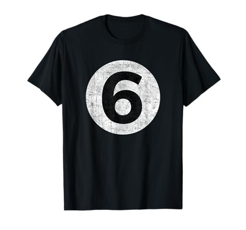 Funny 6 Number Six Graphic Group Halloween Birthday Retro T-Shirt