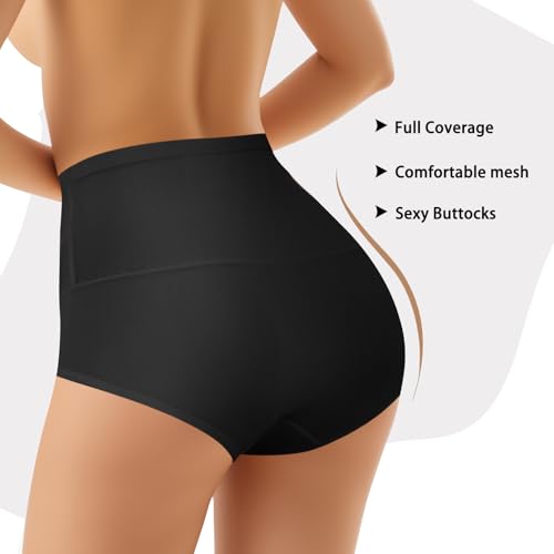 Women's High Waisted Underwear, Tummy Control high cut Panties Full Coverage Postpartum Briefs underwear 4 pack4