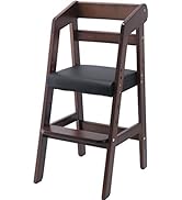不二貿易 ベビーチェア キッズチェア 幅35×奥行41×高さ74.5cm ダークブラウン 木製 3段階 高さ調整可能 2才~5才 ハイチェア 14939