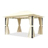 TOOLPORT Pavillon de Jardin 3x4 m poteaux alu, Toile de Toit 220 g/m² Beige...