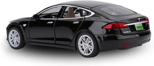 Image of Invite Enterprise Tesla Model 66063 1:32 Scale Alloy Diecast Model Metal Pull-Back Car with Sound Light and Opening Doors: A Kids' Toy Vehicle Gift (1:32 Tesla - Black)