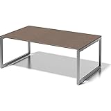 BISLEY Cito Chefarbeitsplatz/Konferenztisch, 740 mm höhenfixes O-Gestell, Metall, Wn355 Dekor Nußbaum, Gestell Silber, 120 x 200 x 85 cm