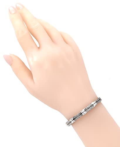 DEVATA Sterling Silver 925 Bali with Dragon Bone Tulang Naga/Borobudur/Wheat Paddy Chain Bracelet2