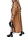 Womens Classic Coat Lapel Collar Open Front Belted Long Jacket