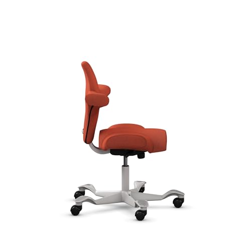 Image of HAG Capisco Standard Chair-Silver Frame-Upholstered Burnt Red