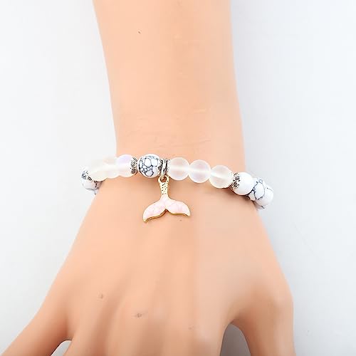 FUSTMW Fish Tail Bracelet Fish Lover Gift Beach Tail Jewelry Whale Dolphin Tail Charm Bracelet Ocean Fish Theme Gift 6