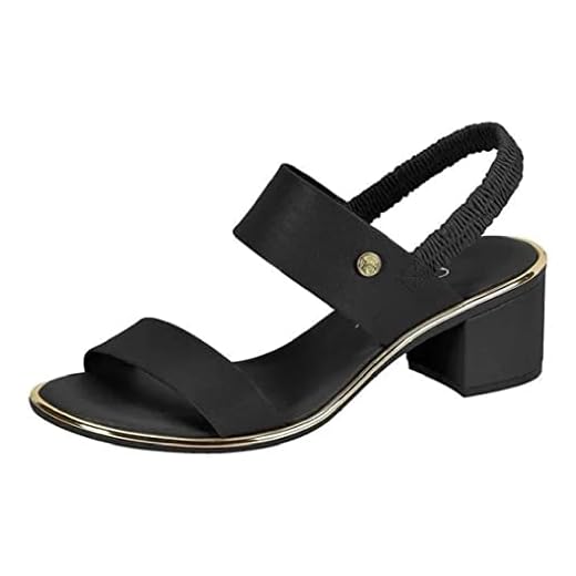 Sandália Beira Rio Feminina Salto Grosso Bloco Conforto Original Elegante Versátil Preto 36
