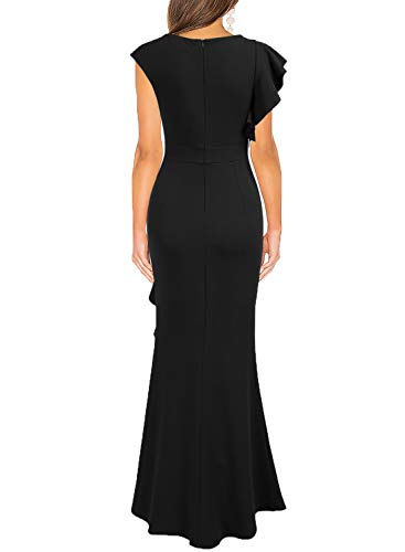 Woosea Women's Split Bodycon Mermaid Evening Cocktail Long Dress Black #TOP1