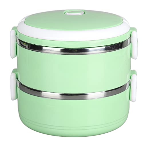 Les-Theresa Fiambrera térmica Caja aislada apilable de comida caliente 304 Fiambrera redonda de acero inoxidable Recipientes de comida sellados(#4-Green)