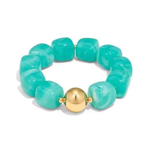 Bracelet extensible pour femme avec grandes perles carrées en acrylique confortables
