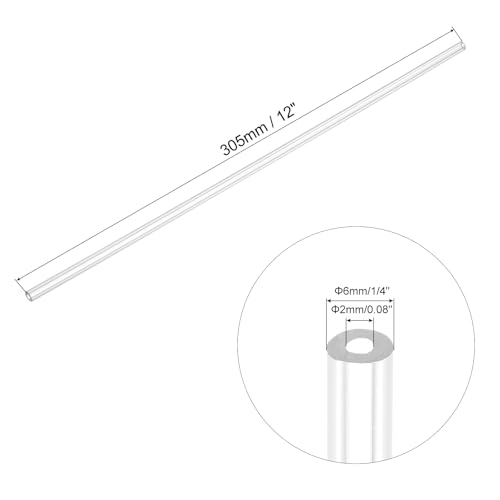Image of uxcell Clear Rigid Tubing 2mm(0.08 inch) ID x 6mm(1 /4 inch) OD x 1Ft Length Round Plastic Polycarbonate Tube