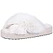 Girl's Soft Plush Lightweight House Slippers Non Slip Cross Band Slip on Open Toe Cozy Indoor Outdoor Slippers WT32 Cream