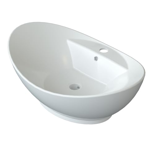 YAKE Aufsatzbecken Keramik Aufsatzwaschbecken 59x 38,5x 21,5cm Bad...