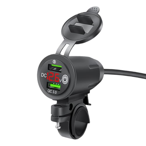 Caricabatterie per telefono da moto USB caricatore adattatore per caricabatterie da da auto veloce per sport motorizzati Ricarica rapida - Caricatore USB multi-protezione a 2 porte USB