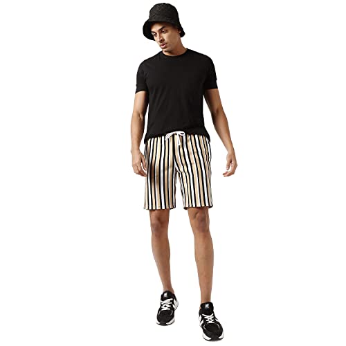 Image of CAHOOT Men's Multicolour Striped Regular Fit Shorts for Casual Wear | Premium Stretchable Cotton Mid-Rise Crafted with Comfort Fit and High Performance for Everyday Wear