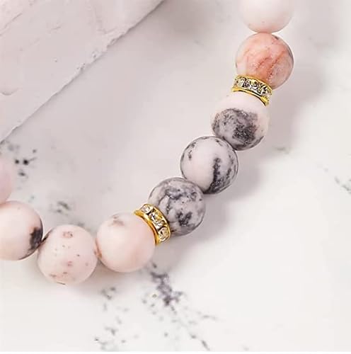 Therapeutic Crystal Rose Quartz Bead Bracelet Fashion Healthy Crystal Stone Jewelry Vitality Extract Beaded Charm Chain Bracelet Bring Good Luck Healthy Women Bracelet (10Mm), Pink, 18.5Cm #TOP2