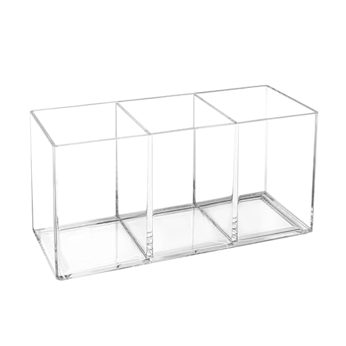 Daxilonyz Organizador de cubiertos acrílico, organizador de utensilios de plástico transparente de 3 secciones para encimera de cocina, sostiene tenedores, cuchillos y cucharas (1 unidad, 7.1 x 2.6 x