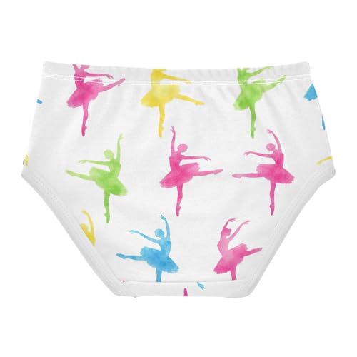 Watercolor Ballerinas Dance White Toddler Girl Undies, Girls' Cotton Brief Underwear, 2T–8 Years2