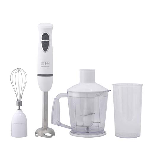 4-in-1 Hand Blender with Whisk, 500 W 2 Speed Stick Blender with Food Processor, 600ml Beaker, Stainless Steel Blade for Baby Food,White