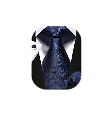 Image of Enlision Mens Ties Solid Color Satin Necktie Ties for men Handkerchief Cufflinks Pocket Squares for Wedding