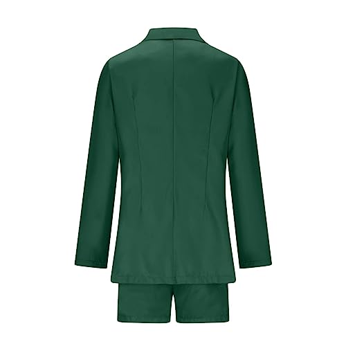 hlysgo 2 Piece Outfits for Women Long Sleeve Solid Open Front Blazer Shorts with Belt Business Casual Elegant Suit Sets4