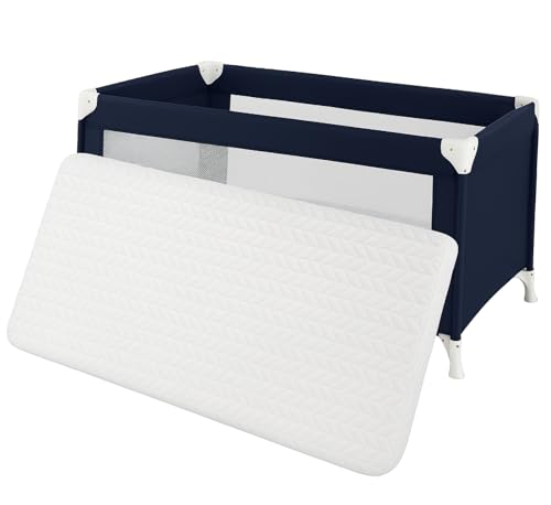 A ATH COLLECTION Baby Travel Cot Bed Mattress Extra Thick Non-Allergenic and Breathable for Babies and Toddlers Cot Bed Mattress Zipped Cover (84X37X5cm)
