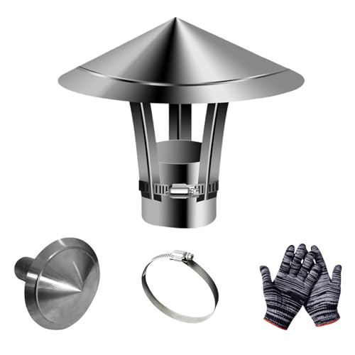 YJSGHRHL Chapeau de Cheminée Anti Pluie for Toit, Capot de Conduit de Cheminée 5-30 cm, Hotte de Cheminée Poele en Acier Inoxydable 304, Couvercle de Tuyau de Fumée for Vent(12cm)