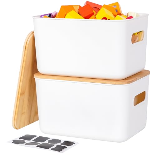 Kerhouze 2 Stück Aufbewahrungsbox mit Deckel Bambus für Badezimmer,...