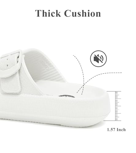 Image of Haifago Cloud Slide Sandals for Women Comfort Recovery Pillow Sandal, Lightweight House Bathroom Shower Slippers Adjustable Double Buckle Platform Slide