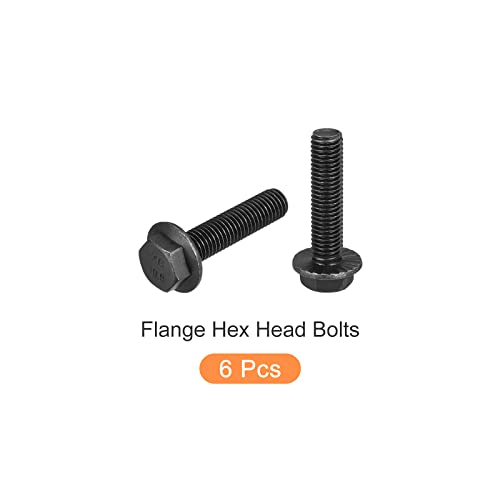 Image of METALLIXITY Flanged Hex Head Bolts (M12x50mm) 6pcs, Hexagon Serrated Flange Bolt Fully Thread Screw - for House Construction Hardware Fasteners