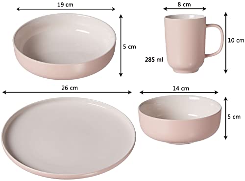 Assiettes et bols grès rose Jasper vaisselle robuste lave-vaisselle